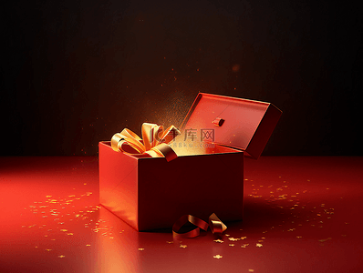 红色礼盒活动背景图片_红色礼盒金色蝴蝶结节礼日广告背景