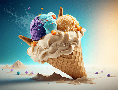 冰淇淋卡通背景背景图片_夏天冰爽甜品背景