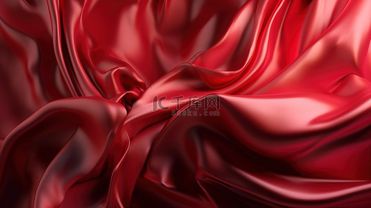 3d 渲染中的红色丝绸和全息箔抽象艺术时尚背景