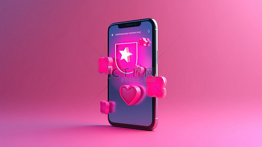 带有语音气泡的粉红色手机的 3D 渲染，用于客户评级和评论
