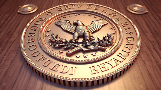 贷款背景图片_美国联邦储备系统的符号和标志的 3d 渲染