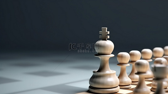 象棋游戏背景背景图片_为游戏爱好者提供的车棋子和横幅的 3D 插图