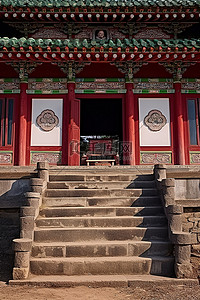 仙门背景图片_有楼梯和亚洲文字的木建筑