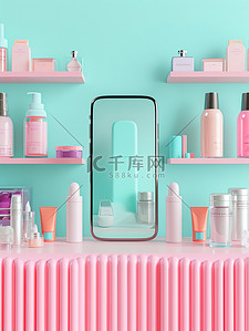 化妆品手机背景图片_智能手机化妆品样机素材