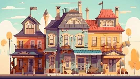 房子建筑插画背景