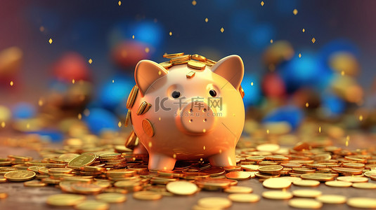 3d 渲染的存钱罐说明新年的储蓄概念