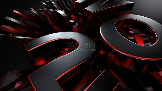2012 年新年的红色和黑色插图令人惊叹的 3D 渲染