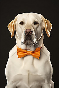 穿着整齐背景图片_橙色领结和穿着西装的狗