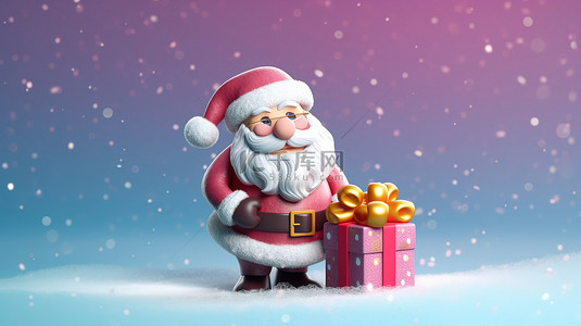 红色毛绒背景图片_弹簧驱动的毛绒圣诞老人从礼品盒中出现的 3D 插图