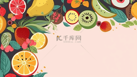 新鲜绿色水果背景图片_水果美食边框背景
