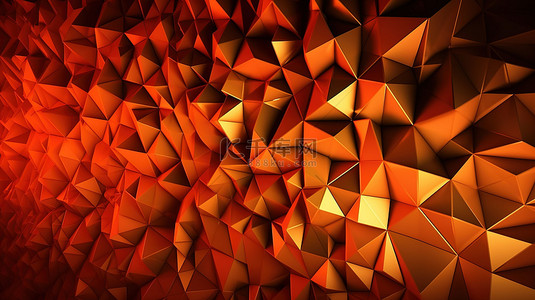 在 3d 中带有橙色三角形多边形的抽象马赛克背景