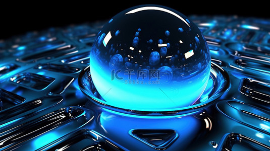 蓝色几何地球背景图片_蓝色色调的未来派 3D 球体