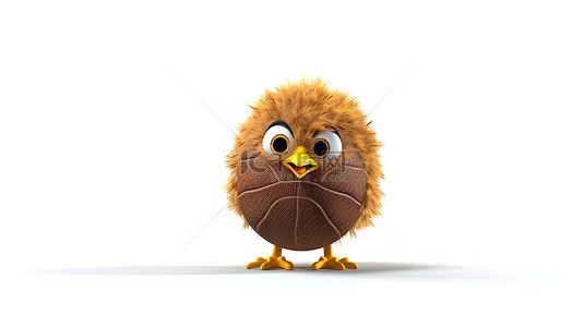 篮球运动员人物背景图片_白色 3D 场景中的小篮球运动员鸟