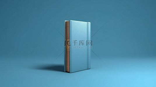 蓝色背景上从正面显示的 3D 书籍封面