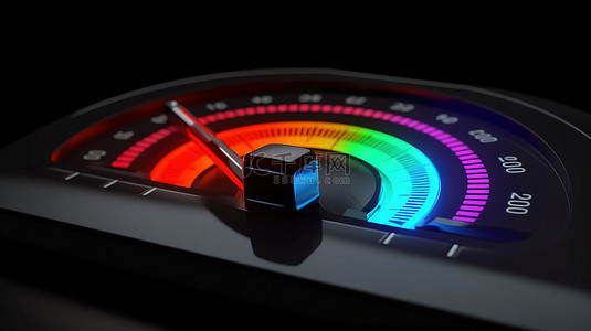 带图标的背景图片_带指示器的控制面板车速表 3d 图标的低风险信用评级