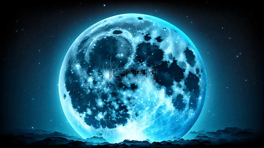 流星夜晚背景图片_月亮蓝色梦幻唯美背景