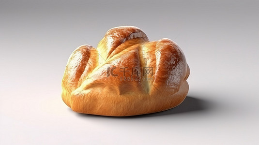 以 3D 渲染的孤立的单独面包对象