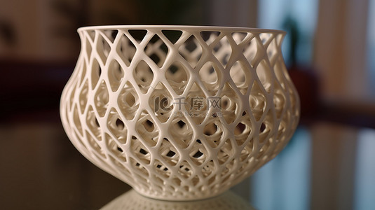 带模型花瓶打印的 3D 打印机底视图