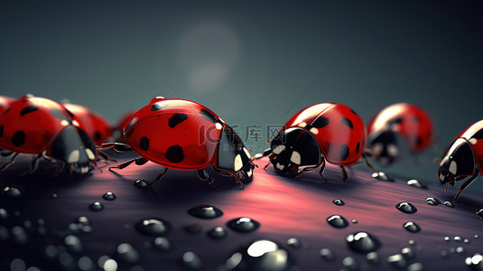 昆虫插图背景图片_3D 插图描绘瓢虫作为昆虫