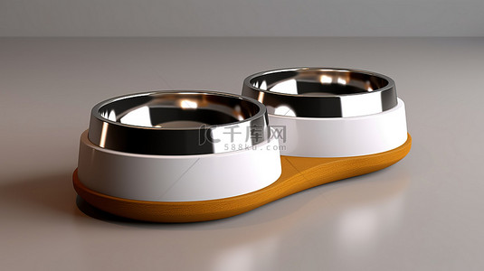 用于双人晚餐的双宠物碗模型，隔离并以 3D 渲染