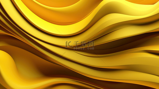 抽象背景中纹理黄色波浪图案的 3d 插图