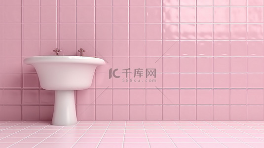 用于厨房浴室或厕所 3D 渲染的瓷砖背景和优雅粉色纹理的模型