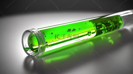 实验室烧瓶中的绿色液体 3d 呈现