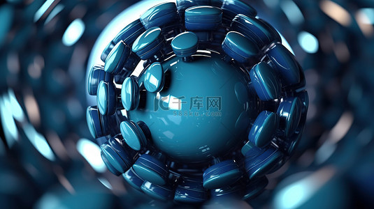 蓝色 3d 渲染抽象球体背景