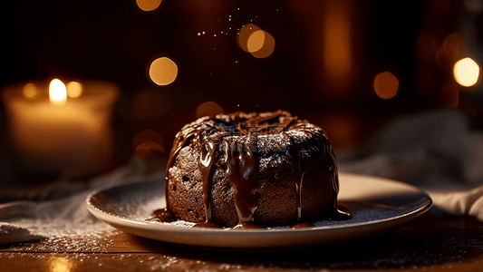 巧克力蛋糕背景背景图片_甜点熔岩巧克力蛋糕背景
