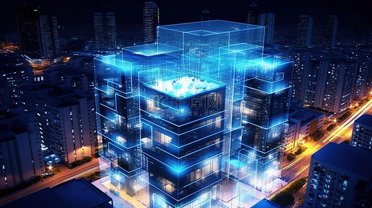 未来建筑3D渲染智能建筑以先进技术照亮城市景观