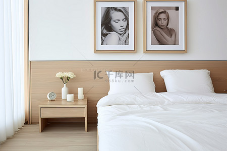 老夫妇背景图片_白色的床，床边有框架