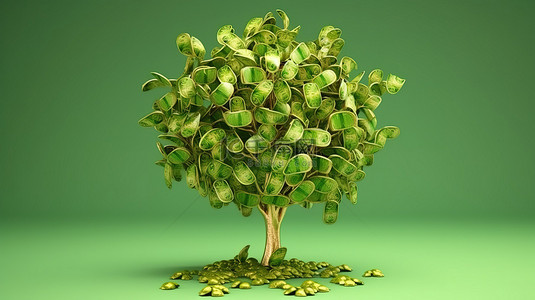 剪不断的乡愁背景图片_通过明智的投资和财务规划培育您的财富 3D 插图不断生长的金钱树