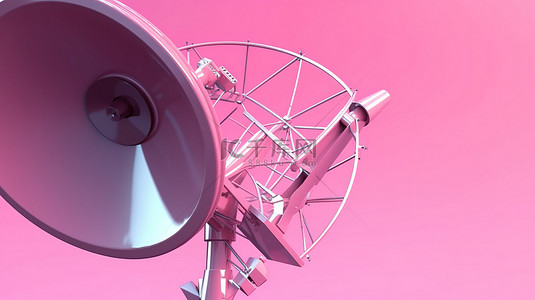 关闭粉红色卫星天线的 3D 插图