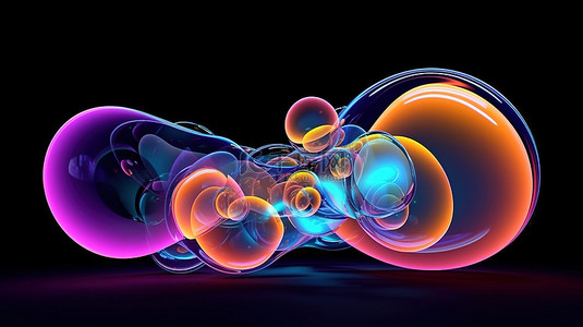 抽象气泡形式的充满活力的 3D 描绘