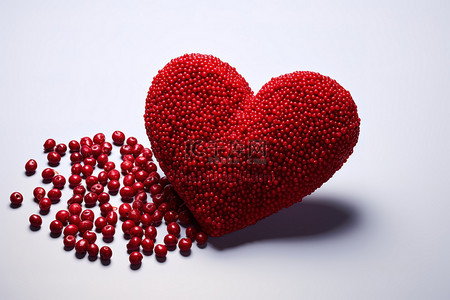 心形像由红葡萄和红石榴制成的心