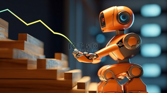 机器人 3D 渲染图展示了工业增长中的技术进步