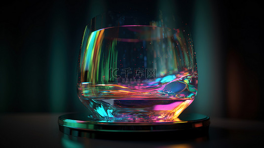 现代和豪华的背景，在玻璃物体上具有逼真的光分裂，在 3d 渲染中具有色散和虹彩效果