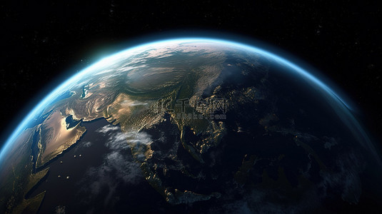 地球黑夜背景图片_NASA 启发的太空元素增强了地球的 3D 渲染