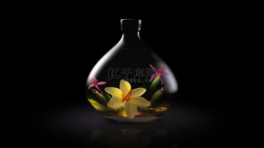 空气清新背景图片_3d 渲染中的黑色背景芳香疗法空气清新剂