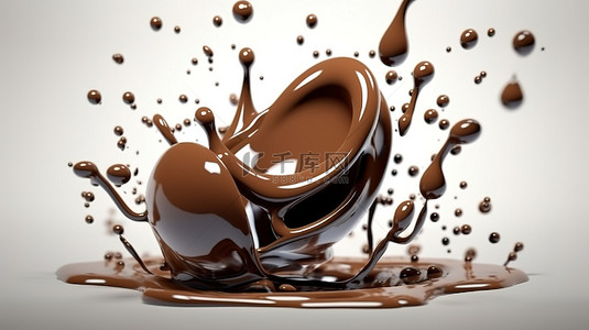 奶油圈背景图片_巧克力滴飞溅的 3d 插图
