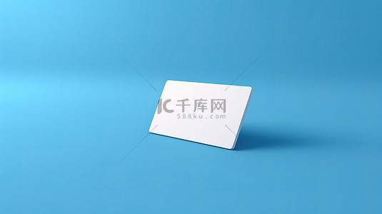 礼品模板背景图片_蓝色背景上空白企业名称会员或礼品卡的 3D 渲染