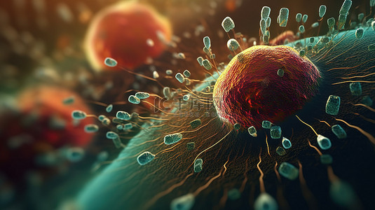 概念性细菌细胞图的 3D 渲染