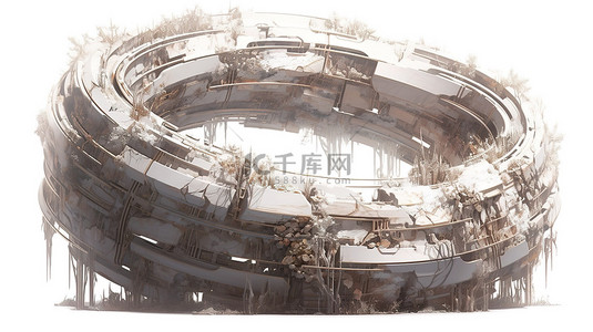 桦木森林背景图片_白色背景，具有 3D 渲染中的桦木环面