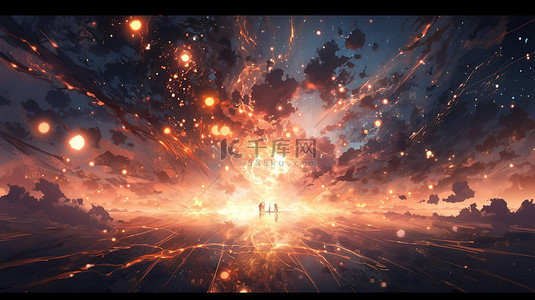 粒子火花动画特效背景图片_3d 渲染中的一阵充满活力的火焰