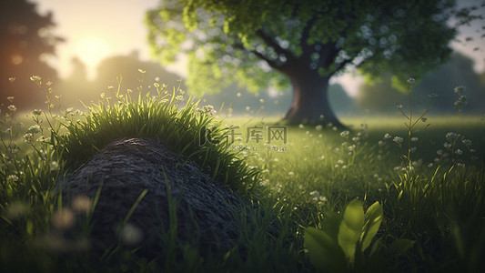 绿色树木植树节背景图片_草地树阳光自然背景