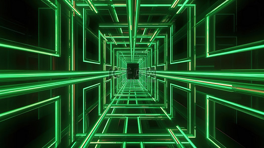 交叉照明的绿色通道令人惊叹的 4k 超高清 3D 渲染
