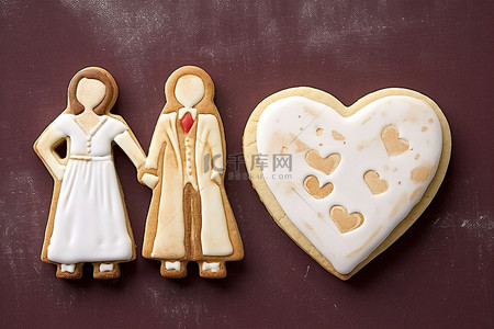 添加事件背景图片_心形饼干的图像与两对已婚夫妇“充满爱”