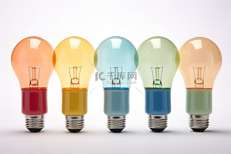 四种不同设计的彩色灯泡