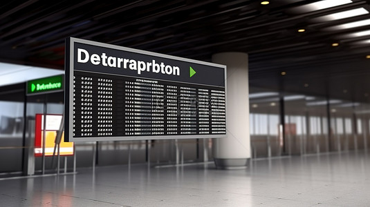 机场大巴背景图片_3d 渲染中的机场出发标志牌插图