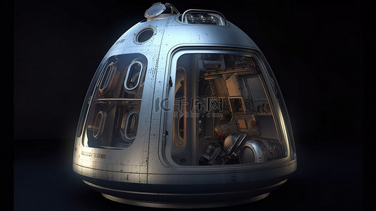 探索者胶囊太空飞船的真实 3D 渲染